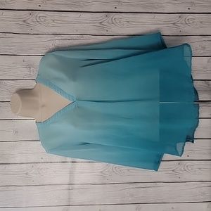 Liz Clairborne Ladies Petite Large ombre Blue Blouse